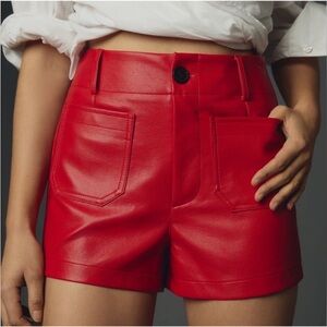 Maeve Red Leather Shorts